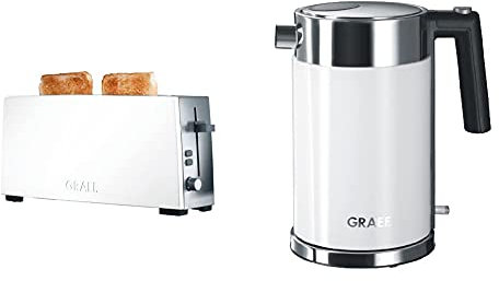 Graef Langschlitz-Toaster TO 91, Edelstahl, weiß & Edelstahl Wasserkocher WK 61 Acryl, weiß