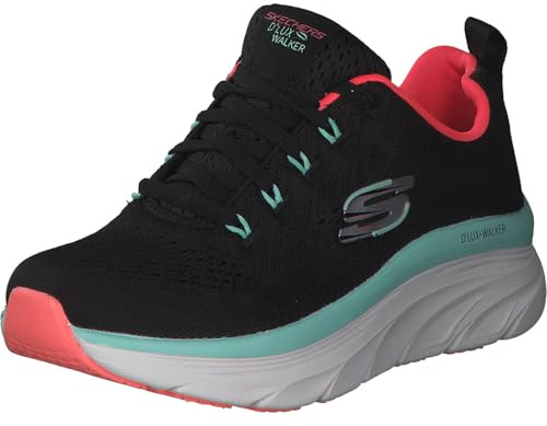 Skechers D'LUX WALKER FRESH FINESSE, Zapatillas para Mujer, Black Mesh/Mint Trim, 38.5 EU