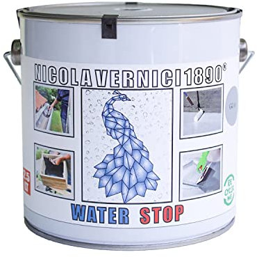 Water Stop - Membrana Impermeabilizzante Liquida, Pronto all' Uso, UV Resistente, Made in Italy, a Base di Acqua - Formato 2.5 lt, Grigio