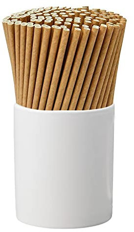 Trimming Shop Lot de 100 pailles en papier uni - 100 % compostables, robustes et non trempées - Encre de qualité alimentaire, écologique, multicouche, marron