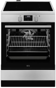 AEG CIB6646ABM Cocina independiente, placa inducción 60 cm y 4 zonas, horno multifunción de 73 Litros, Conexión automática con campana, capacidad XXL, Clase A, Inox