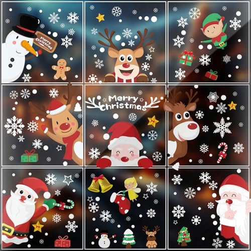 248 immagini per finestre di Natale, decorazioni natalizie, finestre, decorazioni natalizie, autoadesive, per finestre (9 fogli, 20 x 30 cm)