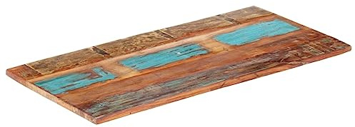 Hovothy Tischplatte 60x140 cm 25-27 mm Massivholzplatte Tischplatte Massivholz Table Top Schreibtisch Eiche Massiv Holzplatte Rustikal Naturholz Platte Wetterfest Massives Altholz