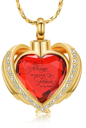 AIWENXI Joya de incineración para cenizas – Colgante de cristal – Corazón – Collar con mini urna de recuerdo – Joya de ceniza, Acero inoxidable