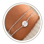 TINGN Armband Damen Silber, 18K Weißgold Gefülltes Silber Armband mit Buchstaben K Silber Armband für Frauen Buchstaben Charm Armband Personalisiert Armbänder Geschenk für Mädchen Frauen Freundin Mama