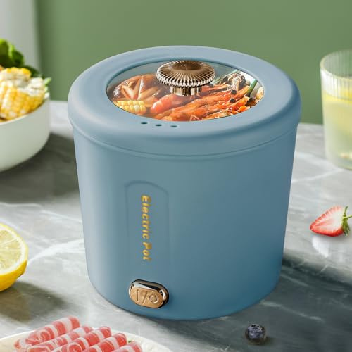 Zelarca Hot Pot Electric, 1L Mini Ramen Cooker, 450W Rapid Noodles Cooker, Multifunctional Electric Pot for Cooking Pasta, Soup, Portable Pots with Over-Heating Protection for Dorm, Office, Travel