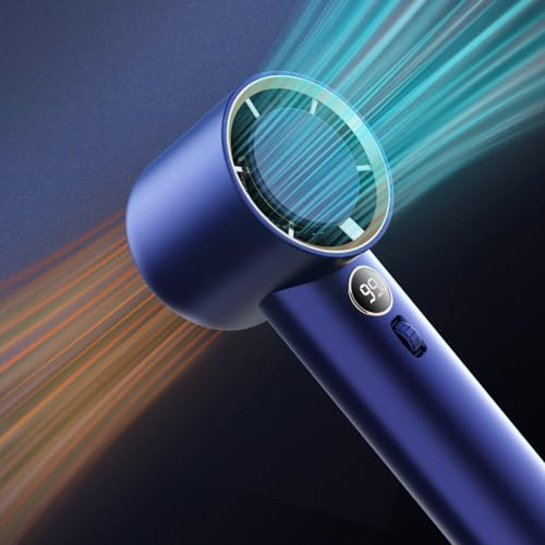 Halybau Handheld Fan, 1-100 High Speed Adjustable Turbo Mini, 5000mAh Rechargeable With Digital Display for Travel/Camping/Outdoor/Home/Office (Blue)