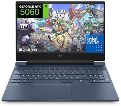 HP Victus 15-fa2030ns - Ordenador portátil Gaming 15 FHD (Intel Core 7-240H, 16GB RAM, 1TB SSD, NVIDIA RTX 5060, FreeDos) - Azul - Teclado QWERTY Español