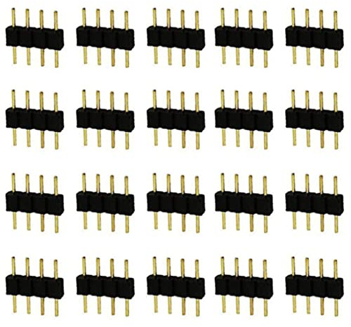 Otbushit 20 Piezas Conector para Tira de LED de 4 Pines, Conector de Cinta RGB, Adaptador Macho a Macho, Accesorios para Tira LED