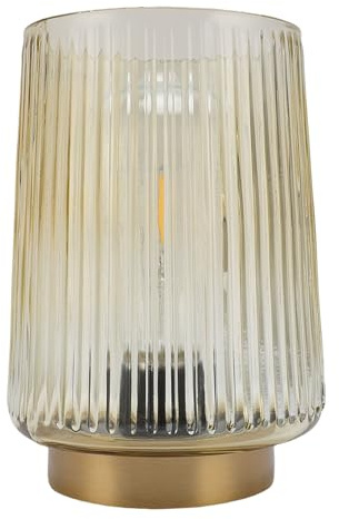 Jectse Lampe de Bureau en Verre élégante avec Minuterie, Ampoule LED, Alimentée par Batterie, Lampe de Table sans Fil pour Chambre à Coucher et Salon, Source de Lumière Chaude