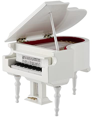 Fockety Modello di Pianoforte in Miniatura, Replica di Strumento Musicale in Legno con Panca e Regalo, Decorazione per Libreria, Scrivania, Sala da Musica, Regalo di Compleanno di