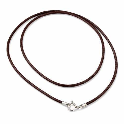Minoplata Brun siden choker halsband med 925 sterling silver stängning 40 cm och 2,5 mm tjock