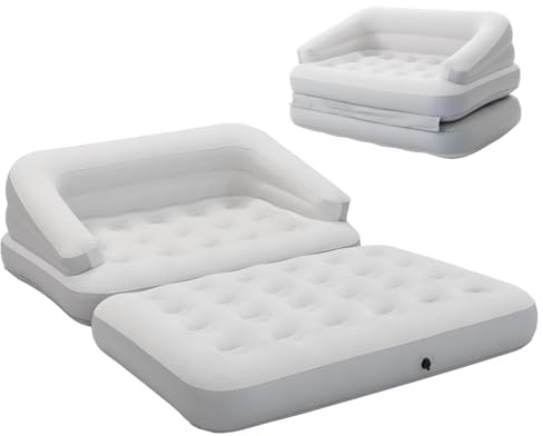 RAPTAVIS Inflatable Sofa Bed Flocked Couches Air Mattress Bed Double Size