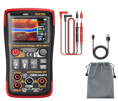 Multimetro for termocamera AR01 25000 conteggi Tester di tensione CA/CC 2 in 1 Strumento tester TFT multimetro da 250 M Ohm(AR01)