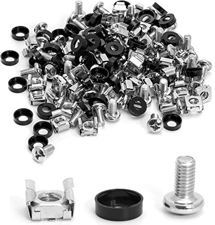 MMOBIEL 50 Pack Ecrous, vis et rondelles en Cage M6 x 16mm Montage en Rack et rondelles pour armoires de serveurs, étagères de serveurs en Rack, routeurs