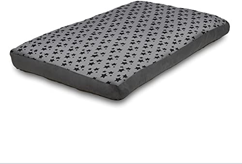 Hometex Luxury Dog Bed Box Pillow, Washable Cover - Stars Grey (Medium)