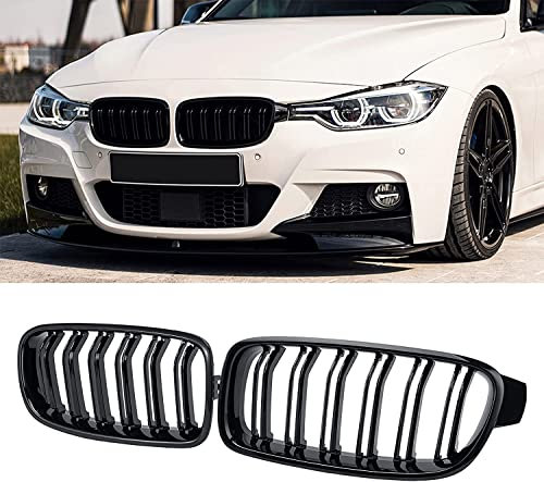 Kühlergrille für 2012-2018 BMW 3er F30 F31 F35 Nieren 320i 328i 335i ACTIVEHYBRID 3 SPORT KÜHLERGRILL DOPPELSTEG GRILL GLANZ SCHWARZ