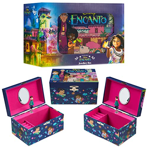 Disney Encanto Musical Smyckeskrin för flickor Princess Frozen förvaringsbox med snurrande Mirabel Den lilla sjöjungfrun Ariel Elsa Speldosa, presenter till flickor (Flerfärgad Encanto)