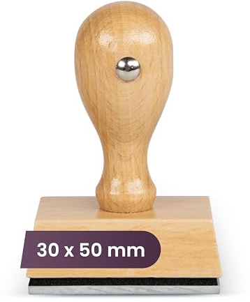 Timbro Personalizzato Con Logo/Testo, Aziendale, Indirizzo e Data in Legno - Varie Dimensioni (30x50mm)