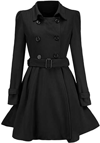 Manteau Femme Laine Veste Gothique Femme Grande Taille Manches Longues Long Manteau Boutons à Revers Hiver Chic Manteau Chaud Mi-Long ÉPaulette Manteau avec Ceinture