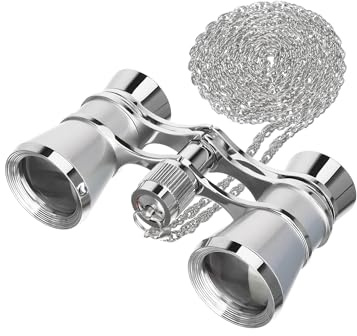 Levenhuk Broadway 325B 3x25 Compact Lightweight Stylish Opera Glasses – Vintage Theatre and Concert Binoculars for Women with Elegant Metal Chain, Silver