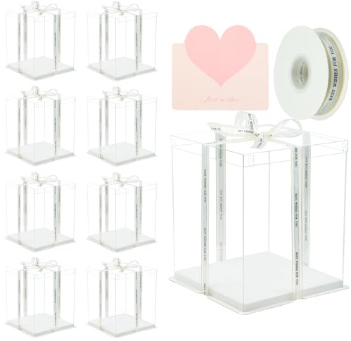 10x10x12Inch Tall Cake Box - 8 Clear Cake Boxes for Transport and Display