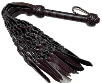 Leather Flogger Two Color Joint Floggers 16 Falls Heavy Duty Thuddy Leather Flogger (Brown/Black)