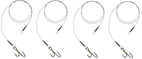 Set: 4 x JENZI Vorfach Rig Ryder-Haken 7x7, 50 cm 9,12 & 15kg Hecht, Zander Köderfisch mit Schlaufe Hakengröße 1/0, 2/0, 3/0 + gratis Petri Heill! Aufkleber (Hakengröße 1/0 9kg)