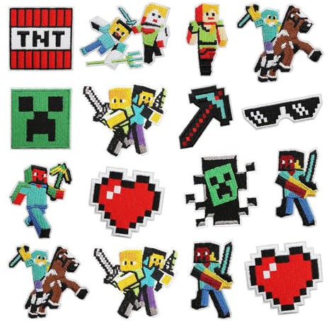 Krilucly 16 Stück Patches zum Aufbügeln, Aufnäher für Kinder, bestickt, für Jacken, Jeans, Rucksäcke, T-Shirt