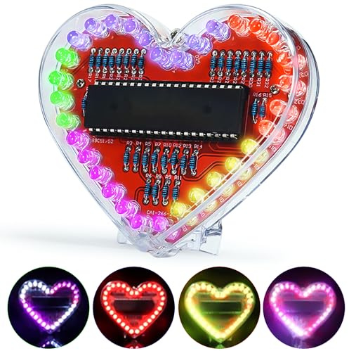 Joycabin Kit d'exercices de soudure à LED RVB en forme de cœur - Kit de soudure électronique pour étudiants, apprentissage, Saint-Valentin, cadeaux faits à la main pour la fête des mères