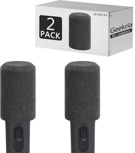 Geekria for Creators - Parabrezza in schiuma compatibile con microfono wireless JBL PartyBox, copertura anti-pop in schiuma, filtro in spugna, parabrezza floccato per microfono (colore grigio
