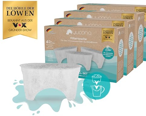 yucona® Nachfüll-Set, 12 Monate | Für Brita® Marella® Maxtra pro® | 96% weniger Plastik, Dank austauschbaren Aktivkohlefiltern aus Kokosnussschalen [Made in Germany]