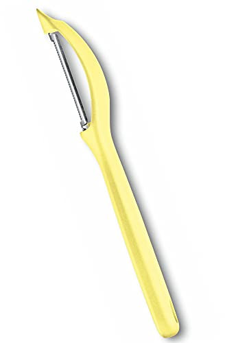 Victorinox, 7.6075.82, Kitchen Utensils, Universalschäler, Extra scharfe Klinge, Mikrozahnung, robuster Kunststoff-Griff, Hellgelb, Made in Switzerland, Spülmaschinengeeignet