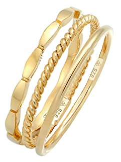 Elli Ring Damen Band Stacking Trio Basic Minimal Zeitlos Blogger in 925 Sterling Silber