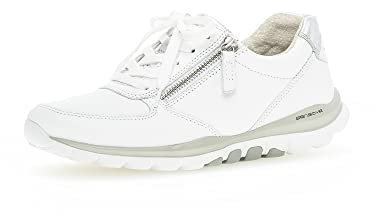 Gabor Damen Low-Top Sneaker, Frauen Halbschuhe,Wechselfußbett,Women's,Ladies,Halbschuhe,straßenschuhe,Sportschuhe,Weiss/Silber,38 EU / 5 UK