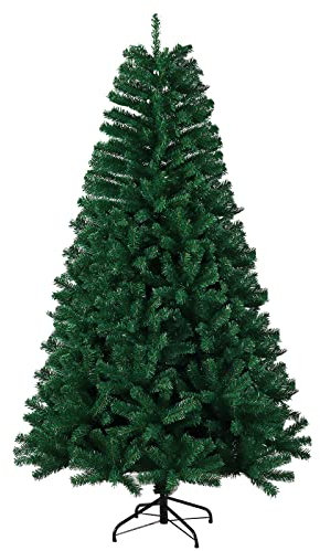 SHAVINGFUN Künstlicher Weihnachtsbaum,PVC ,mit 1300 Spitzen und Schnellaufbau Klapp-Schirmsystem,schwer entflammbar,Naturgetreu,unechter Tannenbaum inkl.Metall Christbaum Ständer (180CM)