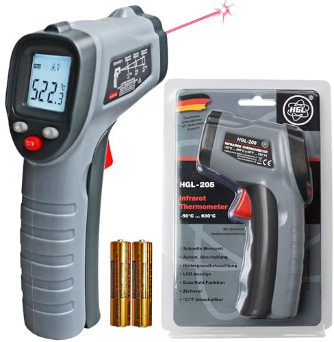 HGL-205 Infrarot Thermometer -50°C ... 600°C Temperaturmessgerät mit Laser für schnelle und präzise Messung der Oberflächentemperatur