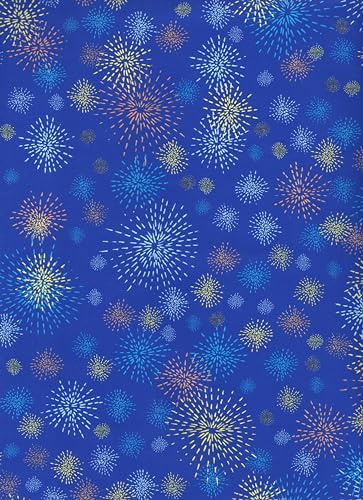 ARKRAFT carta da regalo 5 fogli formato 90 x 65 cm confezione senza plastica foglio FSC disegno fiori blu (391C)