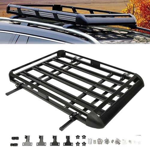VonVVer Takräcke 160 x 100 cm – bilhållare av aluminium, universellt med takkorg, kapacitet upp till 150 kg (svart)