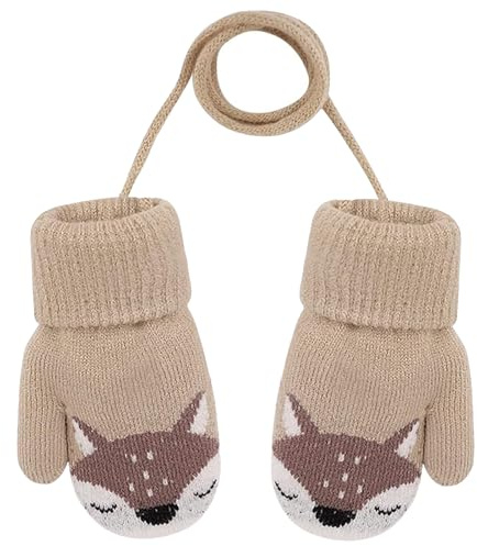 HERUAI Toddler Winter Warm Knitted Gloves Baby Boys Girls Full Finger Gloves Mittens Thick Ski Gloves for 0-3 Y