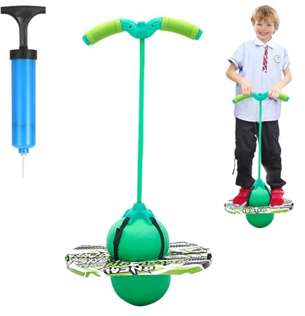 MeYuxg Pogo Stick con Maniglia, Palla per Saltare Bambini Adulti, Giochi da Esterno per Bambini, capacità di Carico 100 kg, Palla Salta Salta per L'allenamento Dell'equilibrio e Lo Sport (Verde)