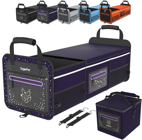 SugarFox Car Trunk Organizer | Foldable, Waterproof | Trunk Organizer for SUV/Cars | Car Organizers & Storage - Car Accessories for Women -M004 (Purple With Ice Pack, X-Large)