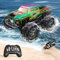 Charmofun Voiture Télécommandée Tout Terrain Amphibie, 4WD Monster Truck Télécommandé avec Lumières LED et 2 Piles, 2,4 GHz Voiture RC, RC Offroad Car 360° pour Les Enfants De 7 À 14 Ans (Green)