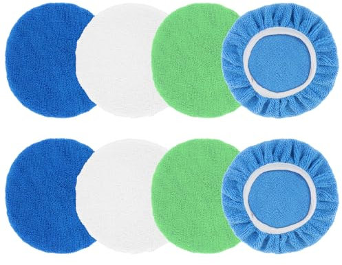 8 Pcs Buffer Pads, Microfiber Polishing Pad Bonnets,5 to 6 Buffing Pads for Orbital Buffer, Buffing Pad Cover for Vehicle Waxing and Cleaning (5-6 inch,4 colors)