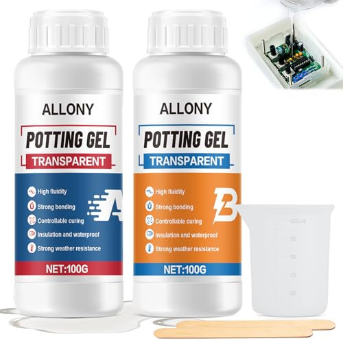 Allony Gel Isolant Electrique, Gel Etancheite Electrique, Gel Electrique, Mastic D'enrobage pour Boîtes de Dérivation, Circuits Imprimés, Circuits Imprimés, Transparent A+B 200g