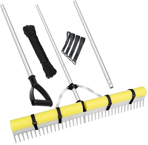 Arroopu Rastrillo para Estanques,Rastrillo para Limpiar Algas | Eliminador de Algas con Mango Largo y Accesorios de Limpieza para Playas