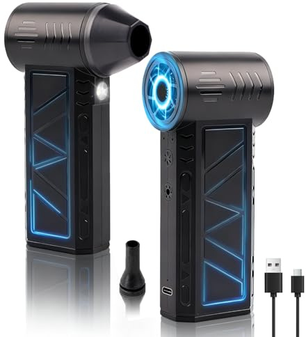 Aria Compressa Elettrico Potente, 130000RPM Elettrico Rimuovi Polvere Senza Fili con LED, Soffiatore a Batteria 4000 mAh, Compressed Air Duster Portatile per la Pulizia del PC, Divano, Tastiera, Auto