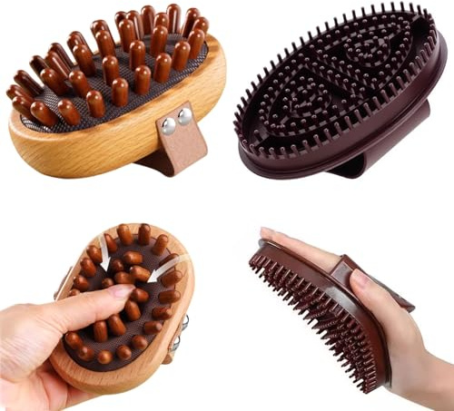 2 Pack Meridian Brush, Wooden Cushion Meridian Massage Brush, Relieve Muscle Fatigues Body Massage Brushes for Back Legs Arms, Relax Relieving Stress Meridians Brushes Massages Tool