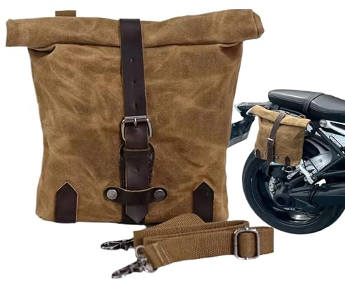 Borsa per attrezzi da moto: tela impermeabile, borsa da sella vintage cerata, custodia laterale | per riporre motociclette, biciclette, scooter, viaggi, manutenzione esterna, attrezzatura per