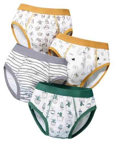 Mutande Bambino, Slip Bimbo Intimo per per Simpatico Cartone Animato Slip Comodi Pantaloncini Pantaloni Bauli Intimi in Cotone 4 Pezzi (Yellow 7-8 Anni)